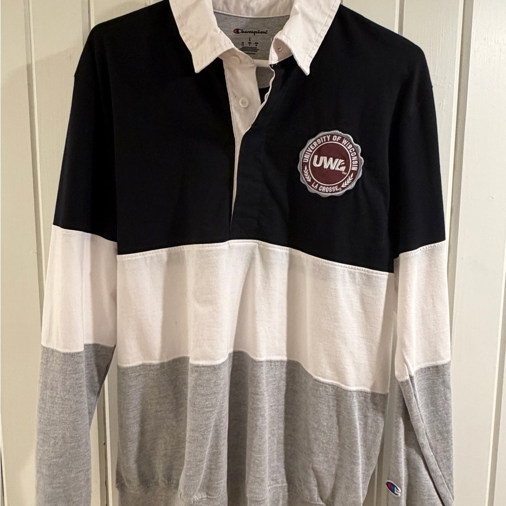 Champion Men's Color Block Sweater - Black, White, Gray